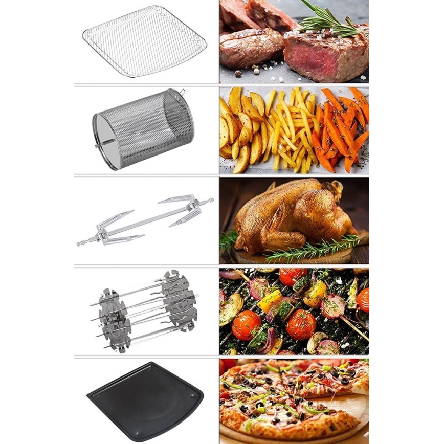 TESLA Electronics AirCook & Grill - Freidora de aire digital multifuncional inteligente 12 l 1800W/230V Wi-Fi