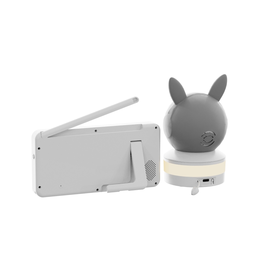 TESLA Electronics Bambino - Vigilabebés inteligente con pantalla 4 MP 2560p 5V 5000 mAh Wi-Fi Tuya gris/blanco