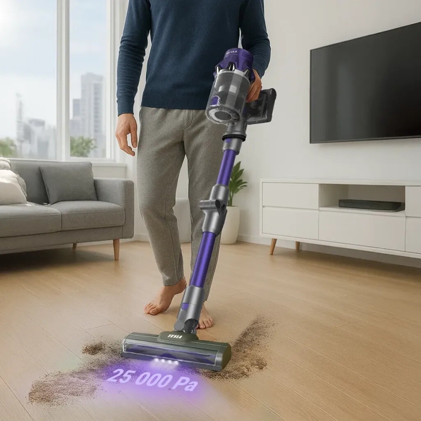 TESLA Electronics PureStar - Aspiradora inalámbrica flexible tipo barra 2 en 1 250W/2200 mAh gris/morado
