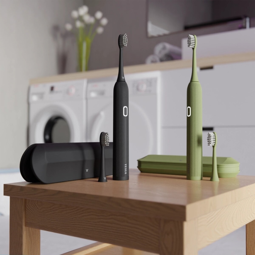 TESLA Smart - Cepillo de dientes sónico inteligente TS200 DELUXE verde