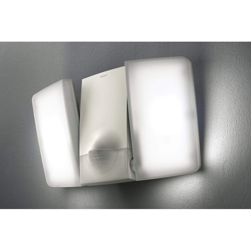 theben - Reflector LED de pared con sensor 2xLED/10W/230V blanco IP55