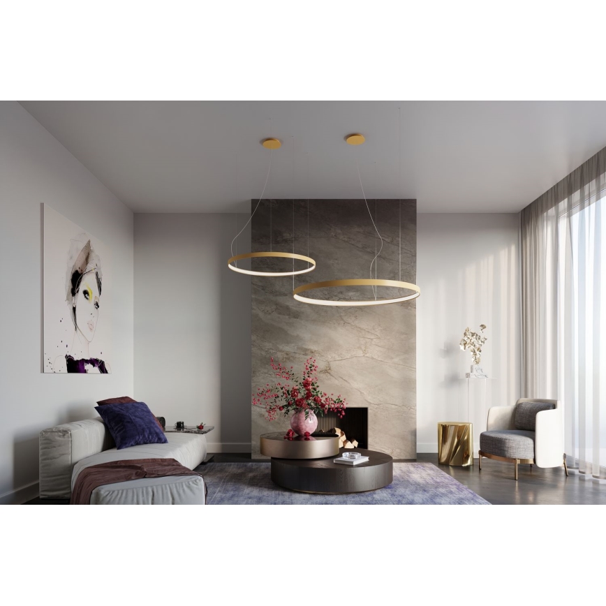 Thoro TH.174 - Lámpara LED colgante RIO LED/50W/230V CRI 90 3000K diá. 78 cm dorado