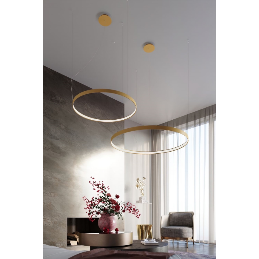 Thoro TH.174 - Lámpara LED colgante RIO LED/50W/230V CRI 90 3000K diá. 78 cm dorado