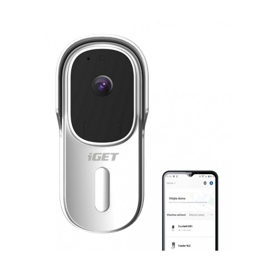 Timbre de vídeo con sensor de movimiento Full HD 1080p, batería 5200 mAh, IP65, Wi‑Fi, Tuya, blanco