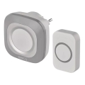 Timbre inalámbrico con enchufe integrado 230V + 1xCR2032 IP44 gris
