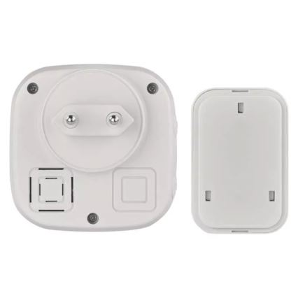 Timbre inalámbrico con enchufe integrado 230V + 1xCR2032 IP44 gris