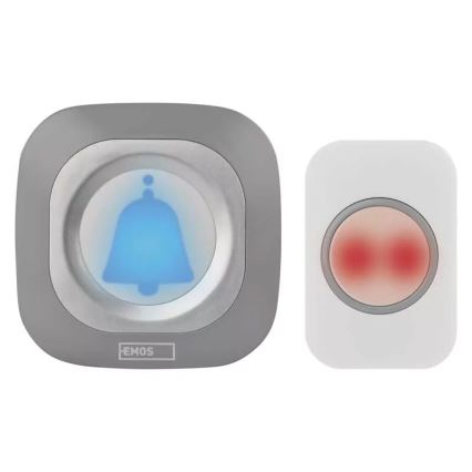 Timbre inalámbrico con enchufe integrado 230V + 1xCR2032 IP44 gris