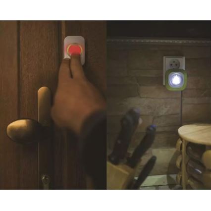 Timbre inalámbrico con enchufe integrado 230V + 1xCR2032 IP44 verde