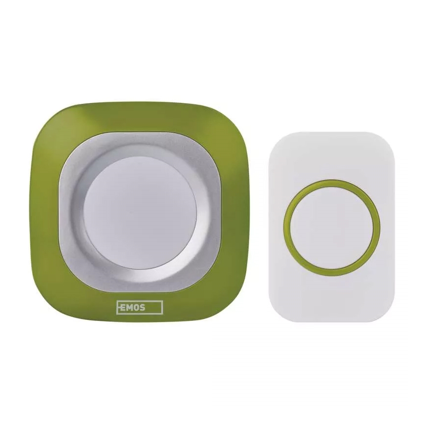 Timbre inalámbrico con enchufe integrado 230V + 1xCR2032 IP44 verde