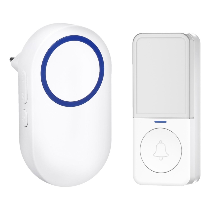 Timbre inalámbrico con enchufe integrado 230V IP56 blanco