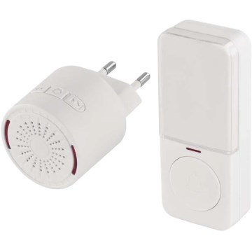 Timbre inalámbrico enchufable 230 V + 1x CR2032, blanco