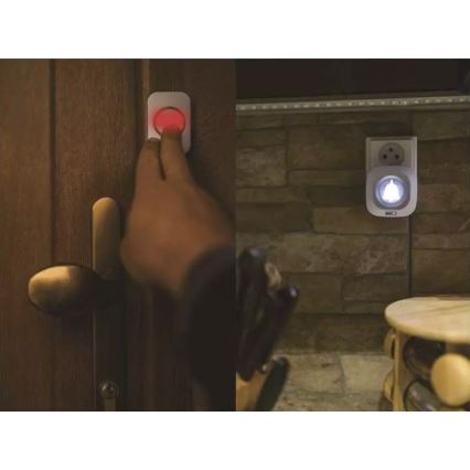 Timbre inalámbrico para enchufe 230V + 1xCR2032 IP44 blanco