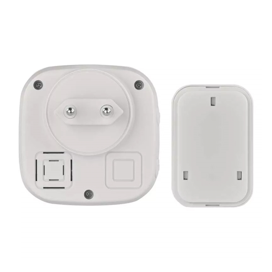 Timbre inalámbrico para enchufe 230V + 1xCR2032 IP44 blanco