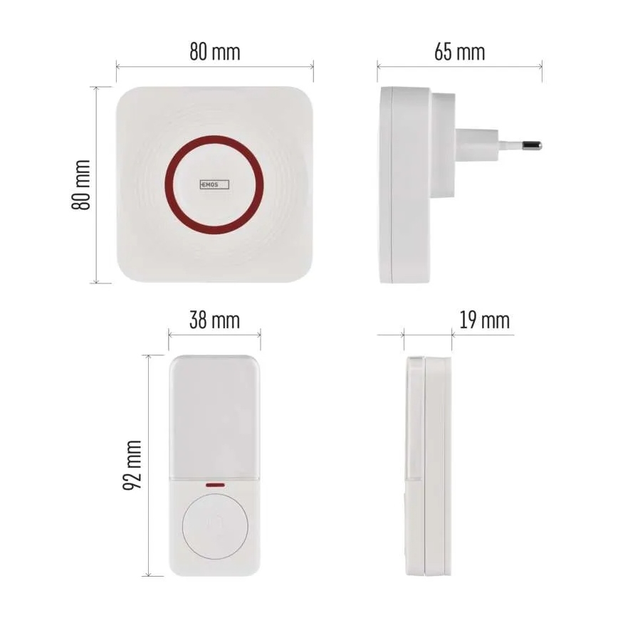 Timbre inalámbrico enchufable GoSmart 230V + 1x CR2032, blanco, Wi-Fi