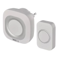 Timbre inalámbrico para enchufe 230V + 1xCR2032 IP44 blanco