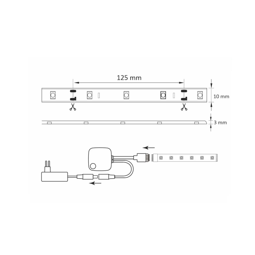 Tira LED RGB regulable Wi-Fi + función musical LED/16W/230V 5 m Tuya