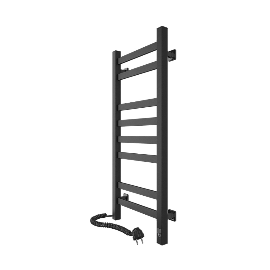 Toallero eléctrico con termostato AVANGARD 105W, 80x36 cm, negro, conexión izquierda