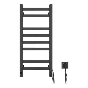 Toallero eléctrico con termostato AVANGARD 105W 80x36 cm negro, lado derecho