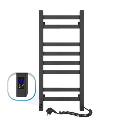 Toallero eléctrico con termostato AVANGARD 105W 80x36 cm negro, lado derecho