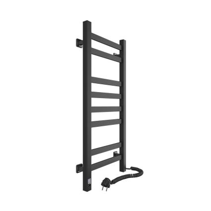 Toallero eléctrico con termostato AVANGARD 105W 80x36 cm negro, lado derecho