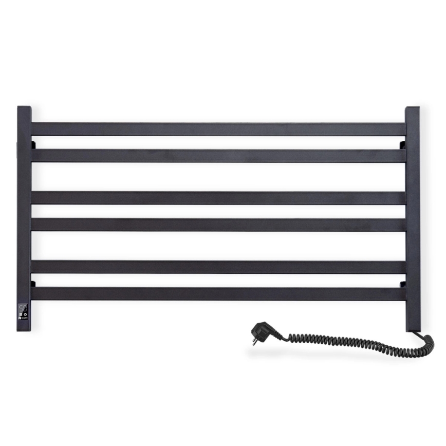 Toallero eléctrico con termostato AVANGARD 181W 50x90 cm negro, lado derecho