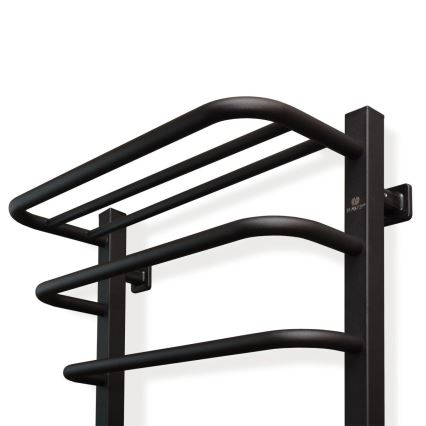 Toallero eléctrico con termostato FORTIS, 155 W, 80 x 48 cm, negro, versión izquierda