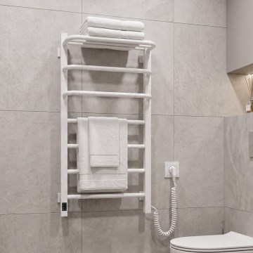 Toallero eléctrico con termostato FORTIS 155W 80x48 cm blanco derecho