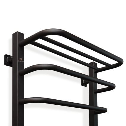 Toallero eléctrico con termostato FORTIS 155W 80x48 cm, negro, conexión derecha
