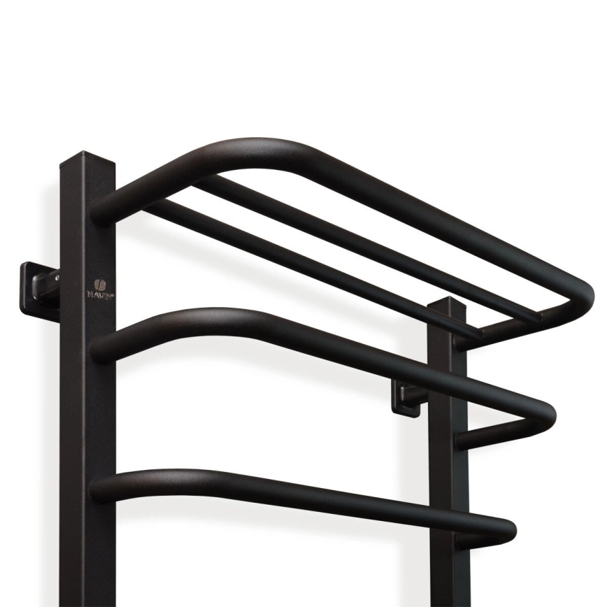 Toallero eléctrico con termostato FORTIS 155W 80x48 cm, negro, conexión derecha