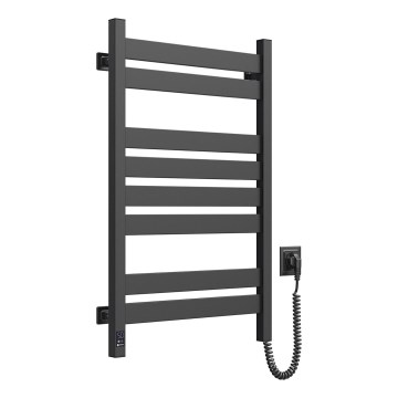 Toallero eléctrico con termostato LARGO 168 W 80x50 cm, negro, orientación derecha