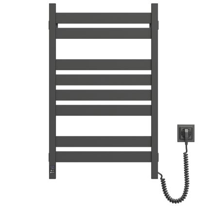 Toallero eléctrico con termostato LARGO 168 W 80x50 cm, negro, orientación derecha