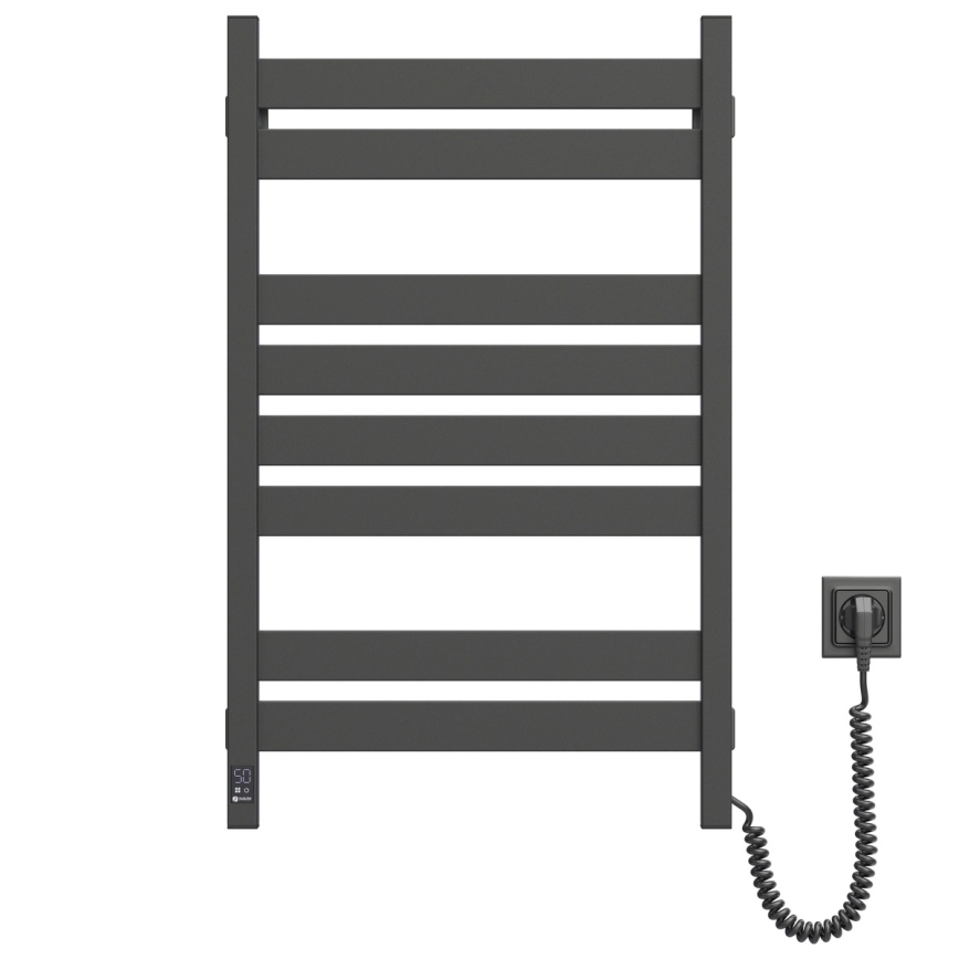 Toallero eléctrico con termostato LARGO 168 W 80x50 cm, negro, orientación derecha