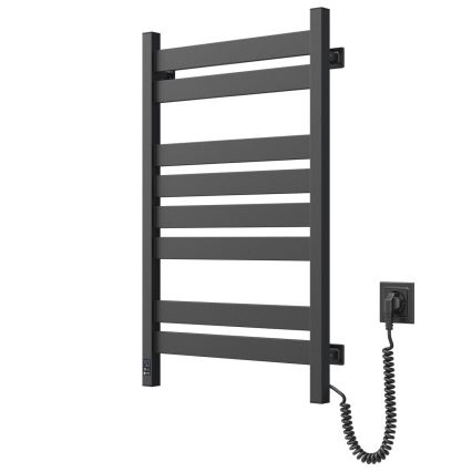 Toallero eléctrico con termostato LARGO 168 W 80x50 cm, negro, orientación derecha