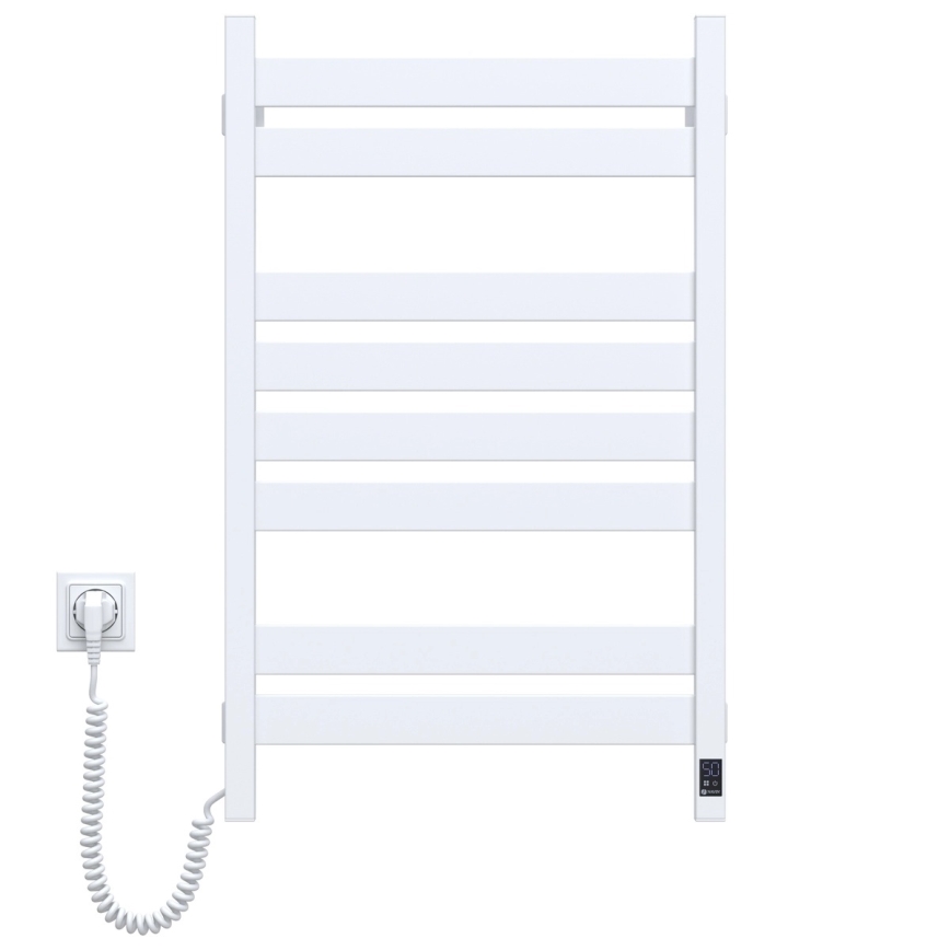 Toallero eléctrico con termostato LARGO 168W 80x50 cm blanco izquierdo