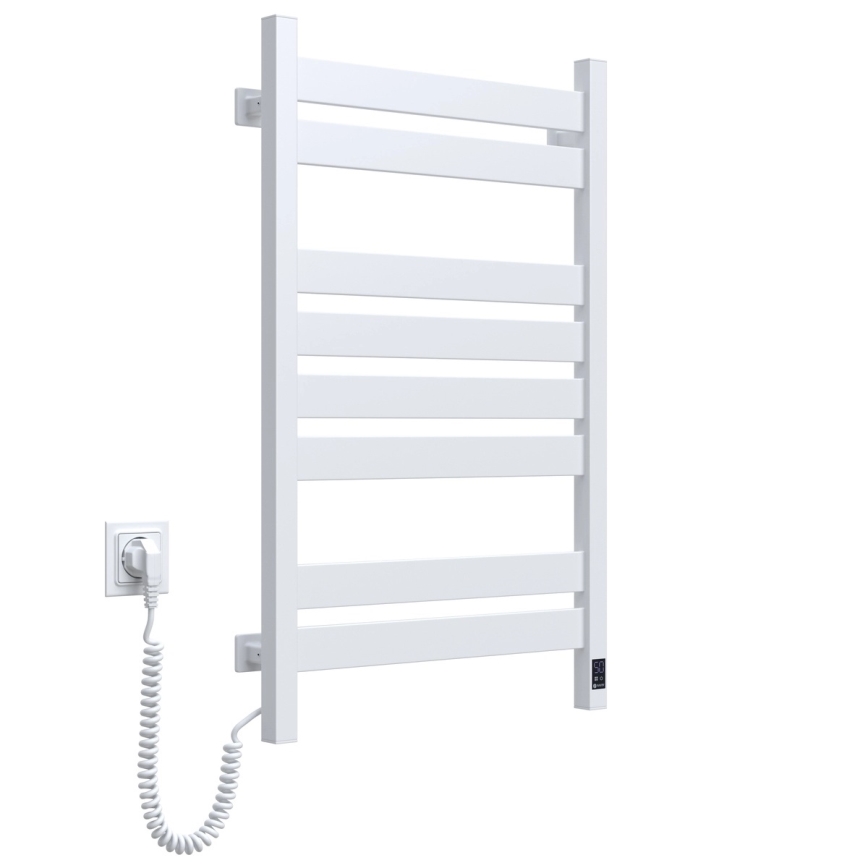Toallero eléctrico con termostato LARGO 168W 80x50 cm blanco izquierdo