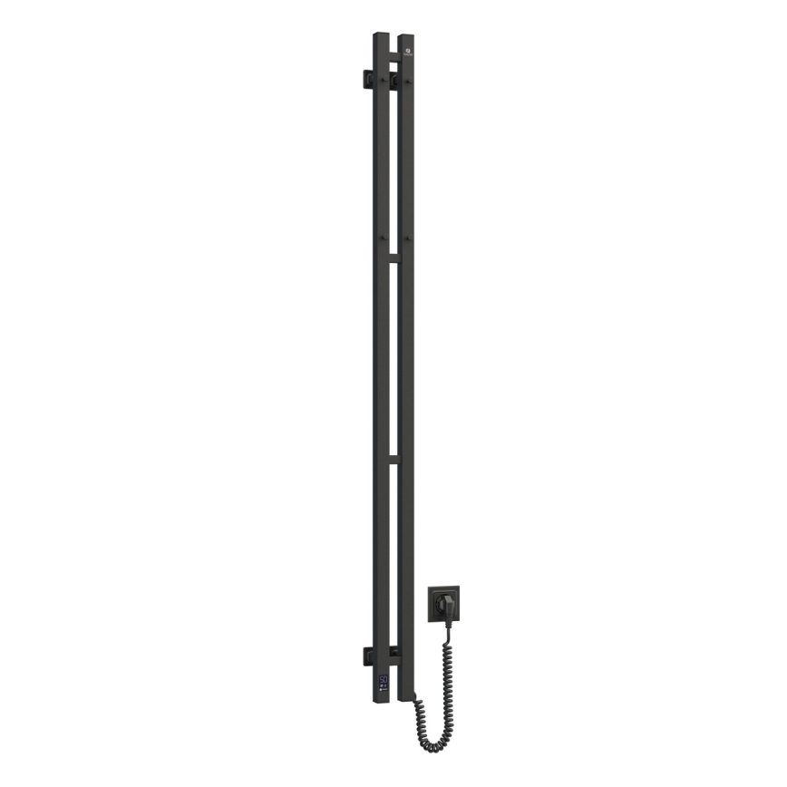 Toallero eléctrico con termostato SILOUETTE 106W 150x9 cm negro, lado derecho