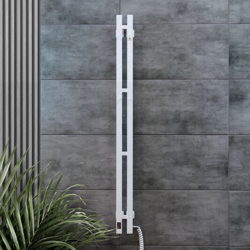 Toallero eléctrico con termostato SILOUETTE 106W 150x9cm blanco, lado derecho