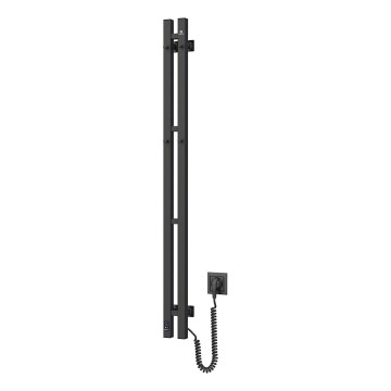 Toallero eléctrico con termostato SILOUETTE 70W 120x9 cm, negro, lado derecho