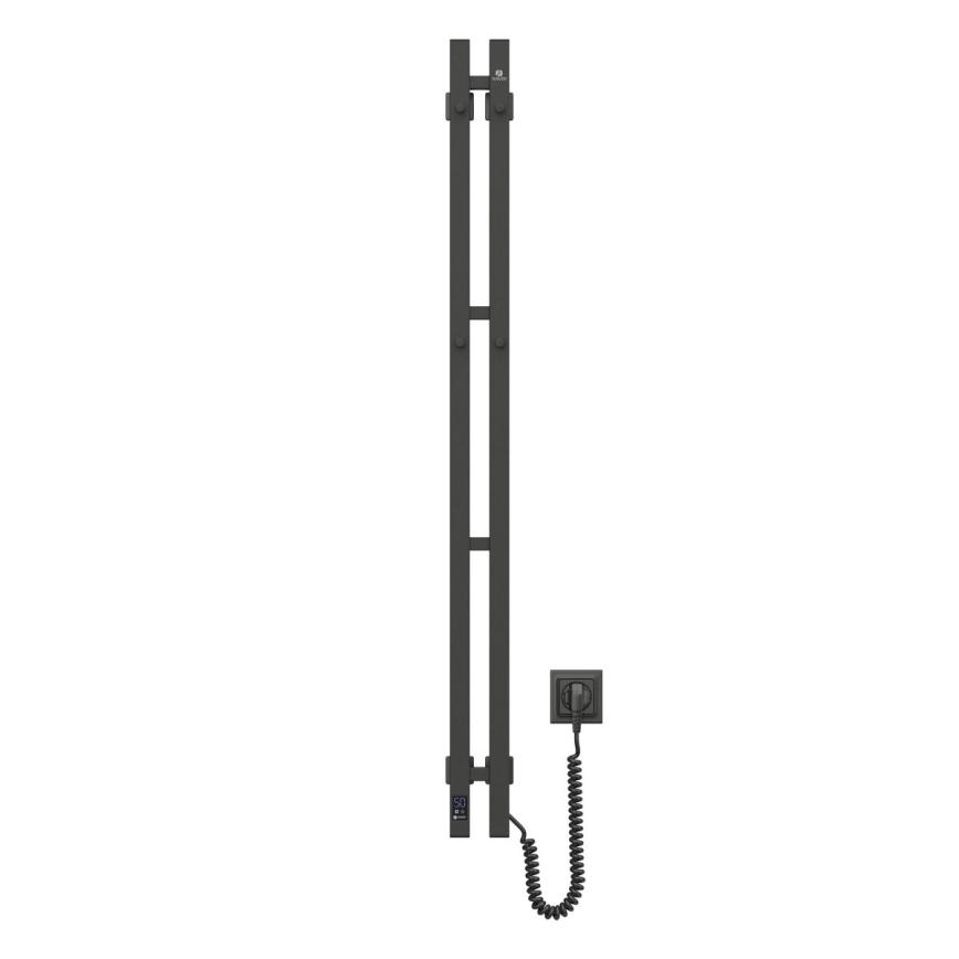 Toallero eléctrico con termostato SILOUETTE 70W 120x9 cm, negro, lado derecho