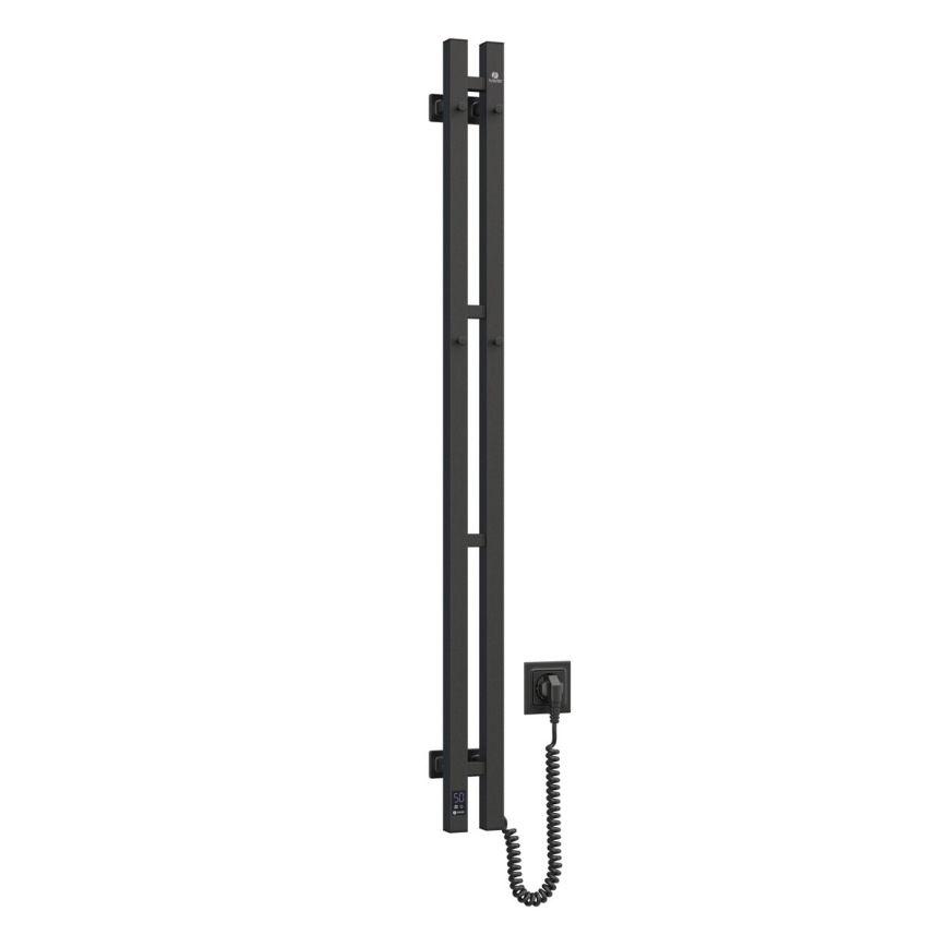 Toallero eléctrico con termostato SILOUETTE 70W 120x9 cm, negro, lado derecho