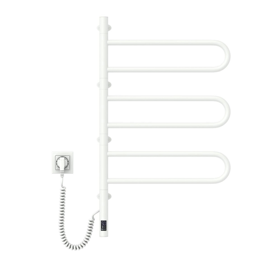 Toallero eléctrico giratorio con termostato FOUETTE 100 W, 80 x 49 cm, blanco