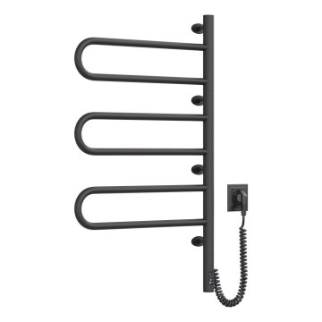 Toallero eléctrico giratorio con termostato FOUETTE 120W 80x49 cm negro