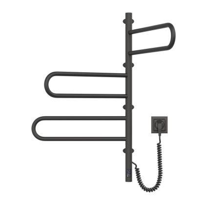 Toallero eléctrico giratorio con termostato FOUETTE 120W 80x49 cm negro