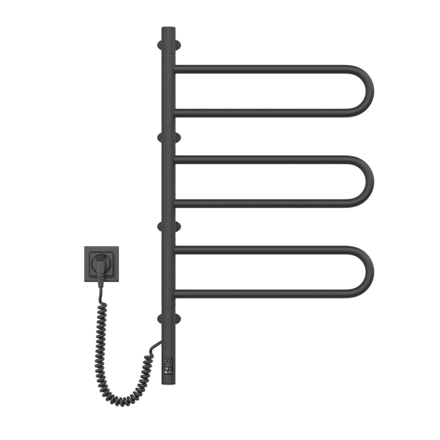 Toallero eléctrico giratorio con termostato FOUETTE 120W 80x49 cm negro