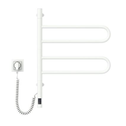 Toallero eléctrico giratorio con termostato FOUETTE 60W 65X49 cm  blanco