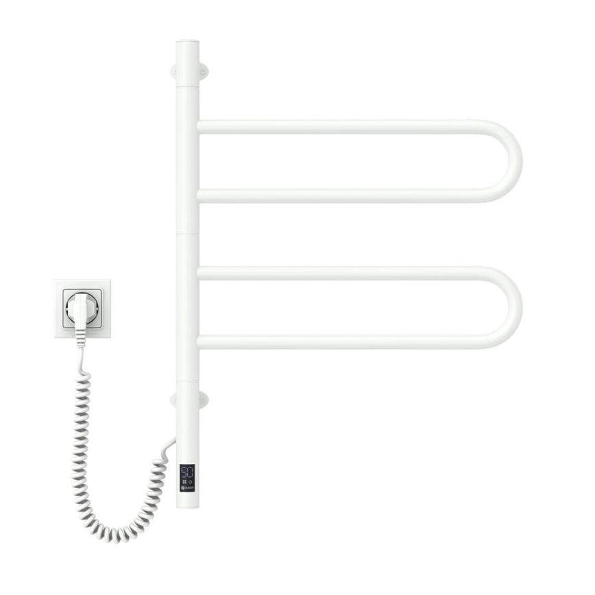 Toallero eléctrico giratorio con termostato FOUETTE 60W 65X49 cm  blanco