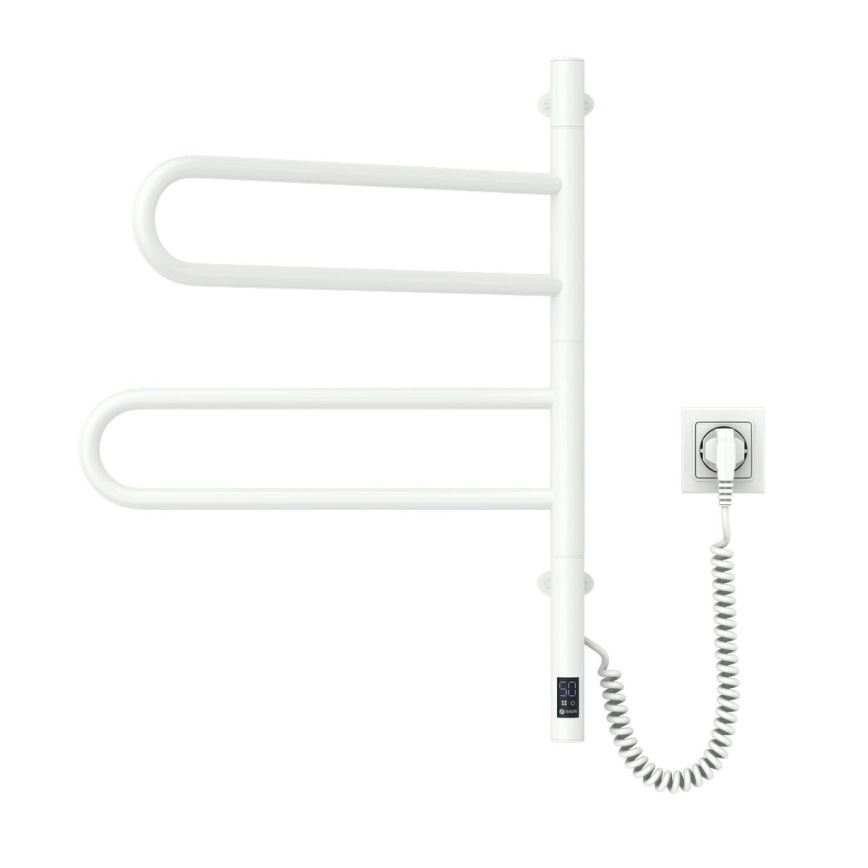 Toallero eléctrico giratorio con termostato FOUETTE 60W 65X49 cm  blanco