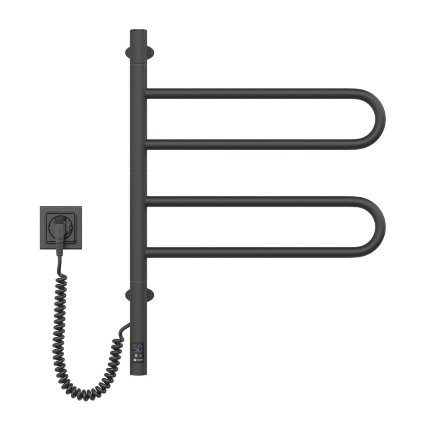 Toallero eléctrico giratorio con termostato FOUETTE 60W 65x49 cm negro