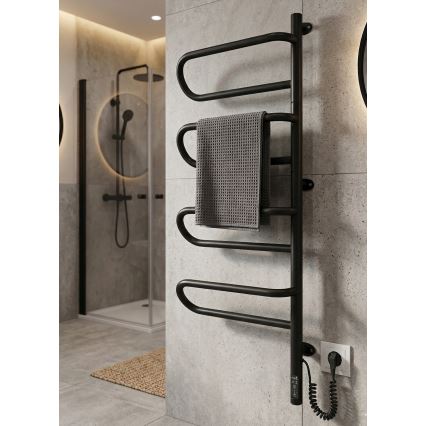 Toallero eléctrico giratorio ELECTRA 120W/230V 102,5x44,5 cm acero inoxidable/negro derecho