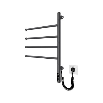 Toallero eléctrico giratorio VEER 50W/230V 62,5x44,5 cm acero inoxidable/negro